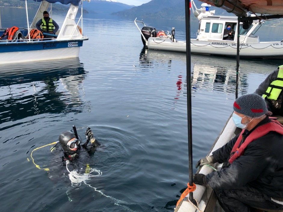 Removing a thermistor chain from chilean lakes